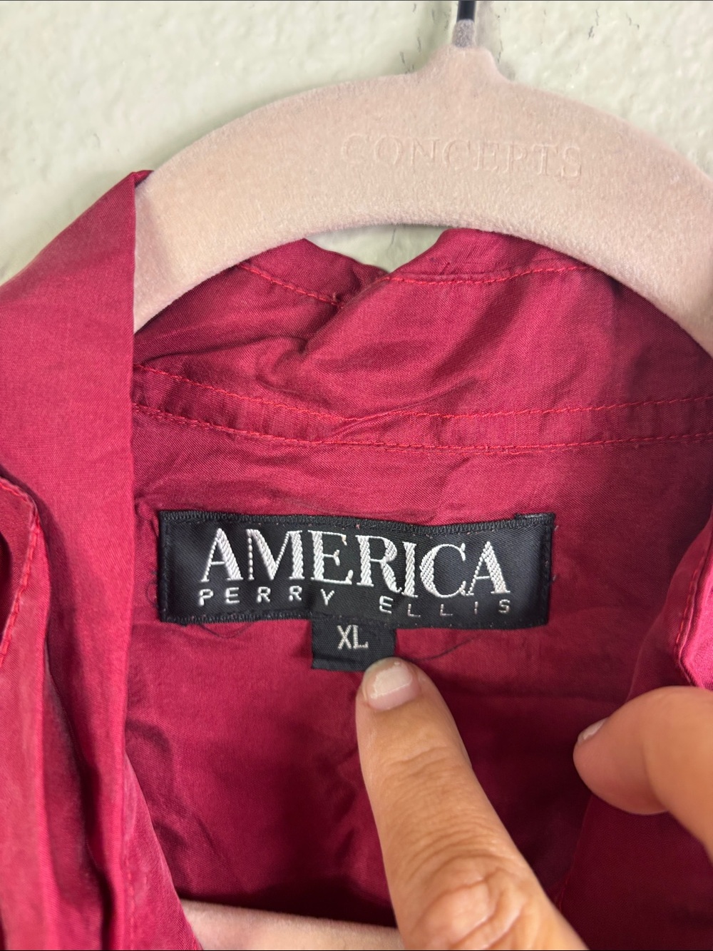 Perry Ellis America 100% Silk Burgundy Button Down Shirt size XL - Picture 3 of 8